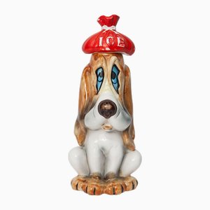 Vintage Ceramic Sick Droopy Dog with Ice Pack on Head & Rotating Music Box, 1960s