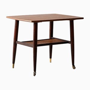 Scandinavian Coffee Table with Vienna Straw Shelf, 1960s