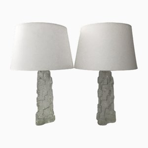 Swedish Art Glass Reijmyre Glasbruk Table Lamps, 1970s, Set of 2