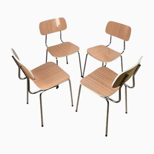 Salmon Beige Formica Chairs with Striped Pattern, 1960s, Set of 4