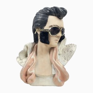 Medio busto de Elvis de cerámica, años 70
