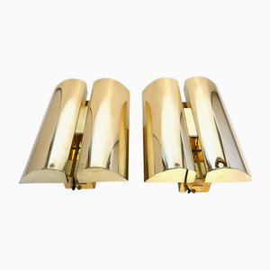 Swedish Brass Wall Sconces by Falkenbergs Belysning Ab, 1980s, Set of 2