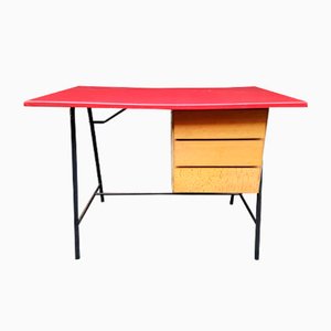 French Desk with Red Vinyl Top, 1960s