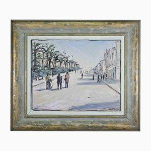 Michelangelo Cupisti, The Viareggio Promenade, Oil Painting, 1990s, Framed