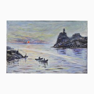 Michelangelo Cupisti, Sunset in Porto Venere, Oil Painting, 1997