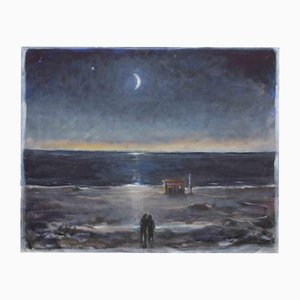 Michelangelo Cupisti, Night Sea, Oil Painting, 1980s