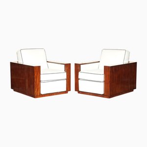Set of Modern Metropolis Cream Leather Club Chairs from Ralph Lauren