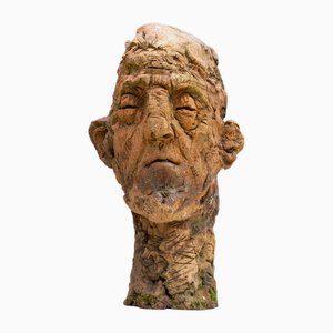 Expressionistische Keramikkopfskulptur aus feuerfestem Steingut, 2010er