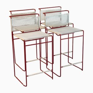 Vintage Red Bar Stools by Giandomenico Belotti for Fly Line, 1970s, Set of 4