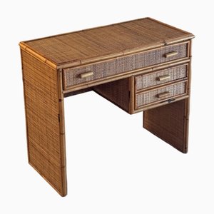 Mid-Century Modern Bamboo and Rattan Desk, 1970s