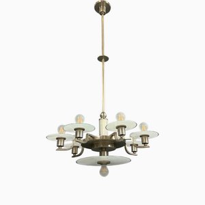 Bauhaus Nickel Chandelier, 1930s