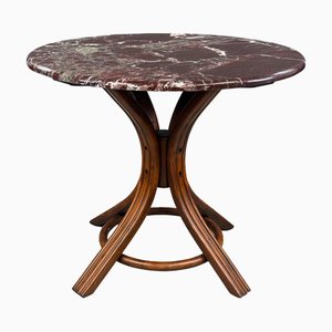 Table Ronde Vintage en Bois Courbé et Marbre, 1920s