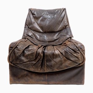 Vintage Brutalist Leather Armchairs in the style of Gerard van den Berg, 1970s