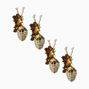 Beaded Crystal Stag Head Sconces, 1980s, Set of 4