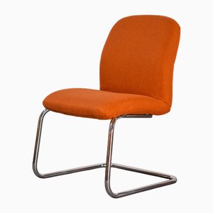 Cantilever Chair in Tubular Steel and Orange Upholstery, 1980