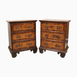 Louis XV Italian Walnut Bedside Tables, 1700s, Set of 2
