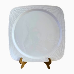 Assiette de Service Carrée Mid-Century en Porcelaine Blanche de Haviland Limoges, 1950s
