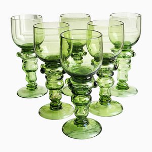 Copas de vino Römer sopladas, años 70. Juego de 6