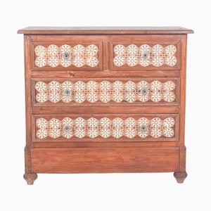 Vintage Portuguese Chest of Drawers with Crochet, 1920s
