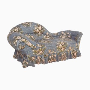 Dänische Vintage Chaiselongue aus Blauem Stoff mit Blumenmuster, 1920er