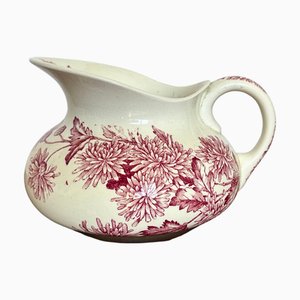 Antiker französischer Longwy Krug aus Fayence mit Blumenmuster von Manufacture Des Emaux De Longwy, 1900er