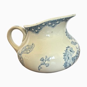 Antique French Floral Pitcher by KG Luneville, 1890s