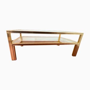 Mesa de centro francesa Mid-Century moderna de latón de dos tonos de Pierre Vandel, años 70
