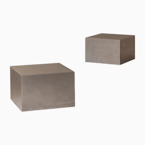 Vintage Side Tables in Stainless Steel, 1980s, Set of 2