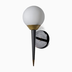 Italienische Wandleuchte aus schwarzem Stahl & Messing, 1950er