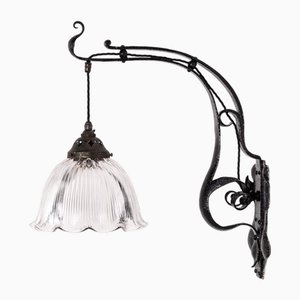 Große Arts & Crafts Holophane Wandlampe, 1890er