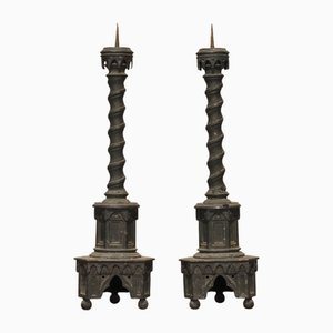 19th Century Neo-Gothic Candleholders, 1850, Set of 2