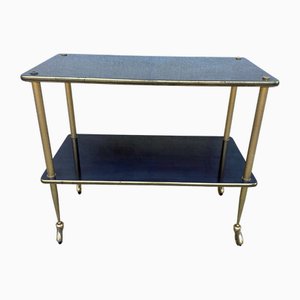 Vintage Brass Side Table on Wheels, 1950s