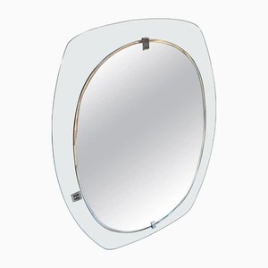 Specchio da parete Space Age in vetro grigio e trasparente di Veca, Italia, anni '60