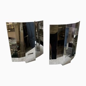 Italian Modern Steel Ambient Light Wall Sconces, 1980s, Set of 2