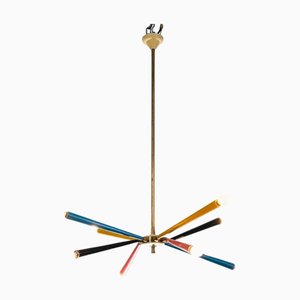 Lampadario Sputnik Mid-Century moderno in ottone di Arredoluce, anni '50