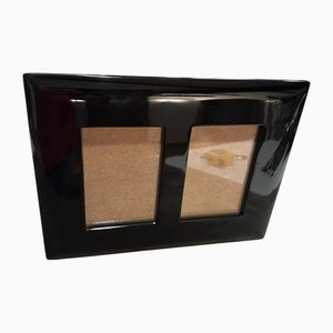 Italian Modern Black Lacquered Wood Double Picture Frame from Bussolari, 1990s