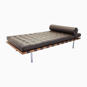 Sofá cama de cuero negro de Ludwig Mies Van Der Rohe para Knoll International