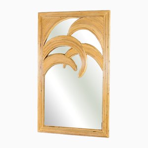 Espejo de ratán con palmeras