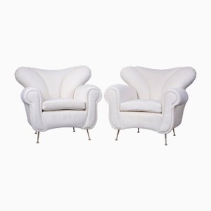 Set of Large Vintage Italian Lounge Chairs by Guglielmo Ulrich, 1950s