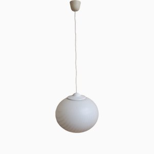 Vintage Pendant Lamp with Patterned White Spherical Glass Shade fromPeill & Putzler, 1990s