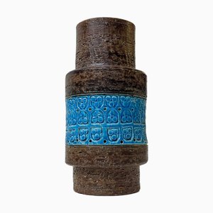 Vaso Mid-Century Rimini in gres blu di Aldo Londi per Bitossi, anni '60