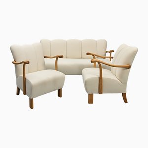 Sofa and Armchairs by Jindrich Halabala, 1930s, Set of 3