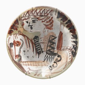 Knight Ceramic Plate by Emanuele Luzzati for Pozzo Garitta of Albisola, 1970s