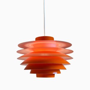 Danish Modern Orange Lacquered Hanging Light by Sven Middelboe for Nordisk Solar, 1980s