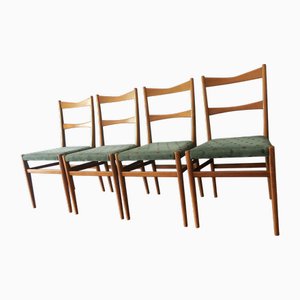 Danish Dining Chairs with Turquoise Covers, Set of 4