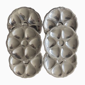 Vintage Silver-Plated Oyster Plates, Set of 6