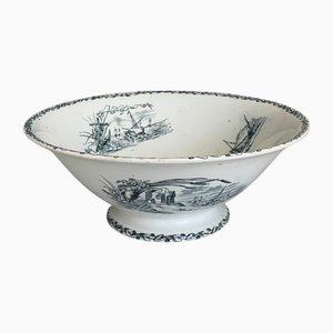 Late 19th Century Antique French Earthenware Ironware Salad Bowl Marine Model from Creil Et Montereau Factory