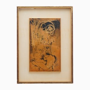 Giovanni Battista de Salvo, Composition, Ink on Masonite, 1950s, Framed