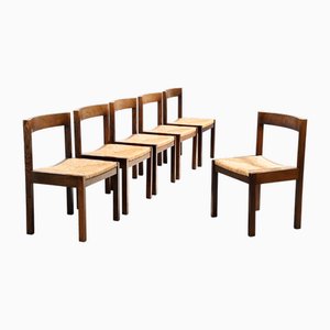 Esszimmerstühle aus dunklem Wengé mit geflochtenen Sitzen von Gerard Geytenbeek, 1960er, 6er Set