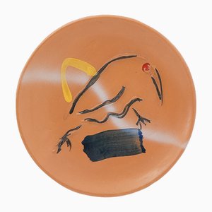 Piatto Kiwi in ceramica di Sergio Dangelo per Mazzotti Albisola, anni '80